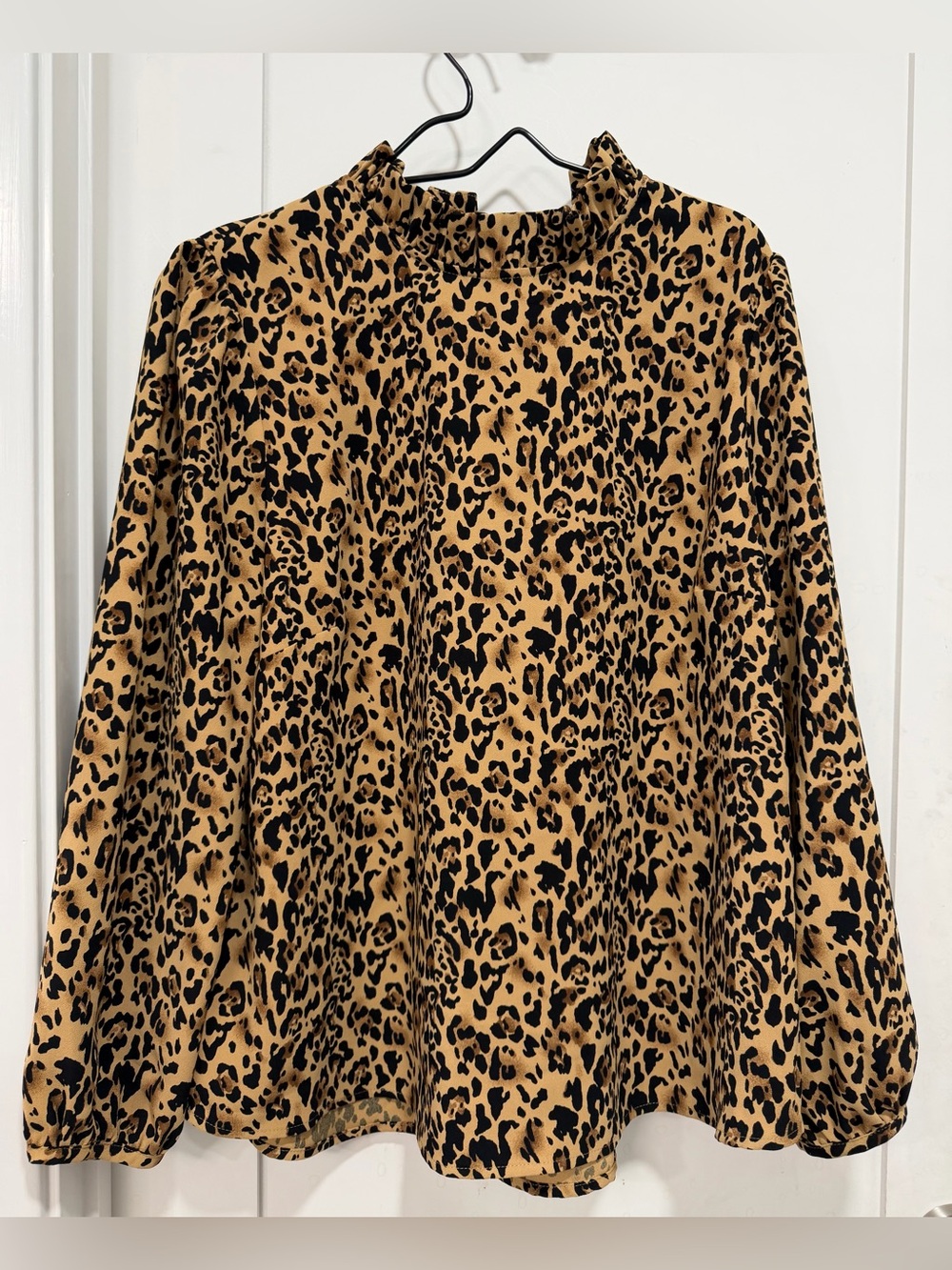 J. Crew Leopard Print Long Sleeve Blouse in Tan and Black